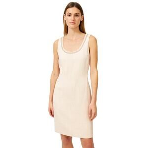 Karl Lagerfeld Paris Pink Tweed Chain Trim Shift Dress Size 14 Lined Spring